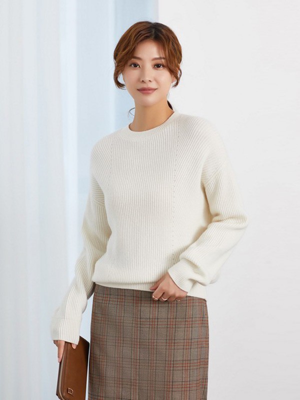 23区2020秋冬季白色纯色毛衣