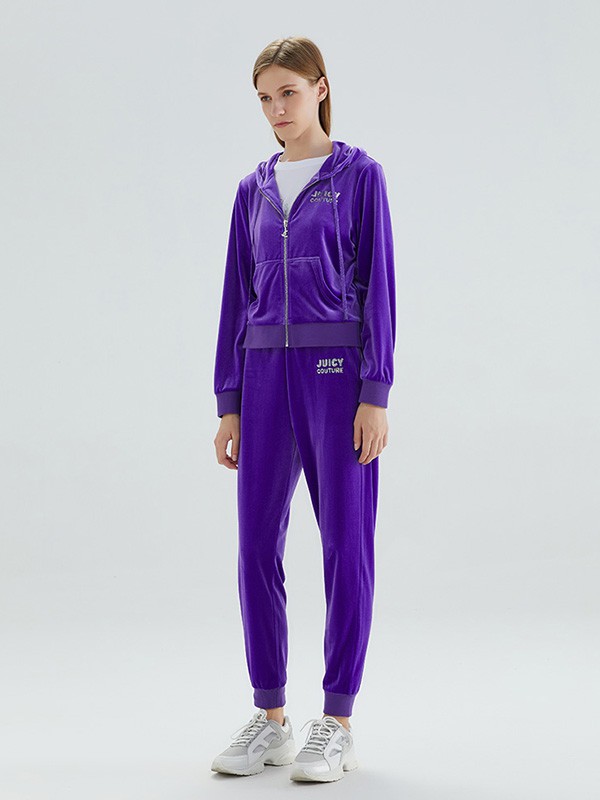 橘滋女装2020秋冬季紫色连帽羽绒服