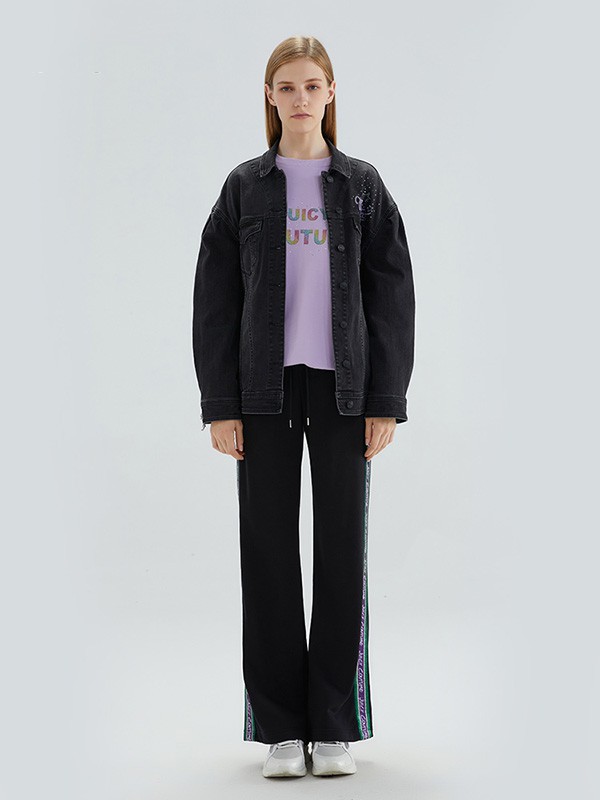 橘滋女装2020秋冬季黑色宽松外套