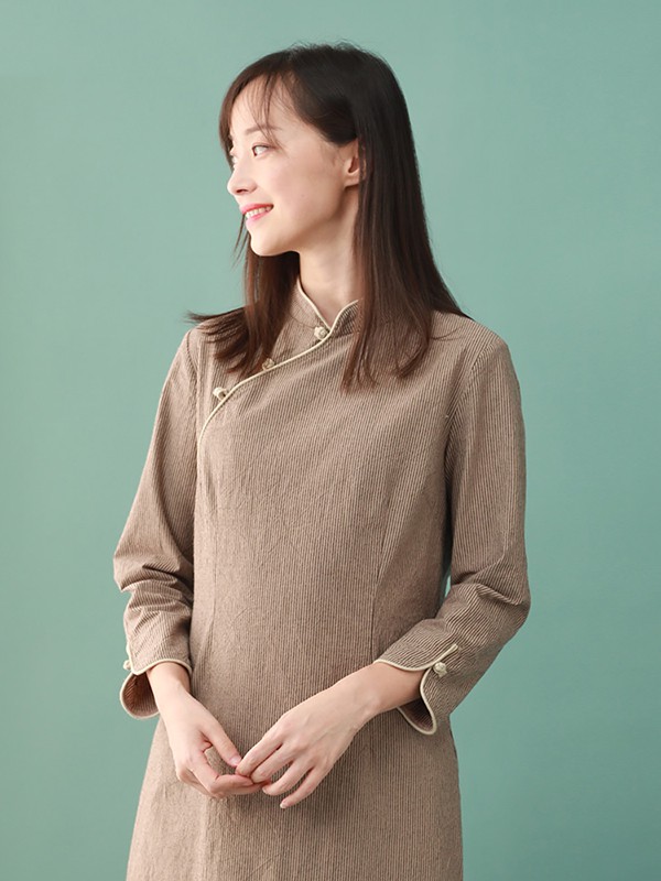 棉叙女装2020秋冬季咖啡色纯色上衣