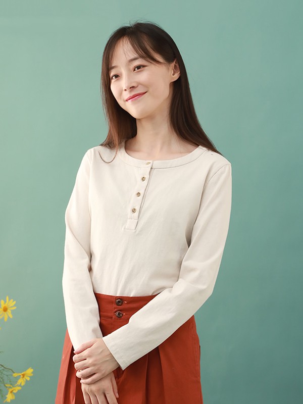棉叙女装2020秋冬季白色纯色上衣