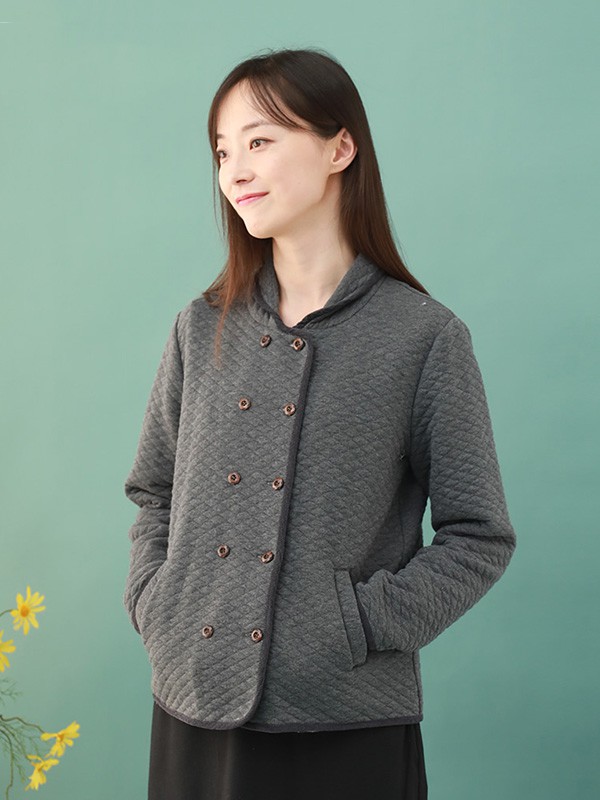 棉叙女装2020秋冬季灰色宽松外套