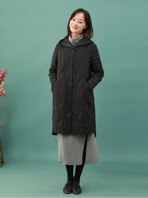 棉叙女装2020秋冬季黑色连帽棉服