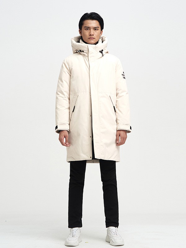 非城2020秋冬季白色连帽羽绒服