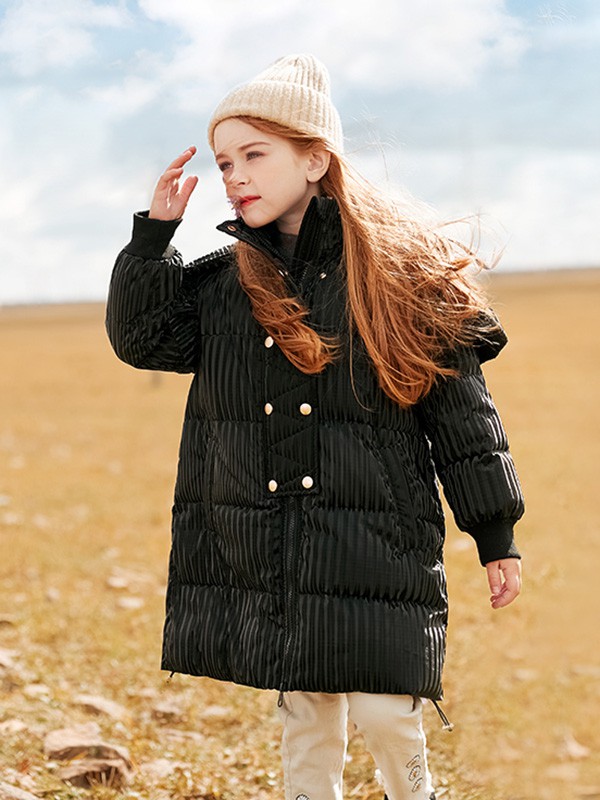 尼尔斯嘉2020秋冬季黑色宽松羽绒服