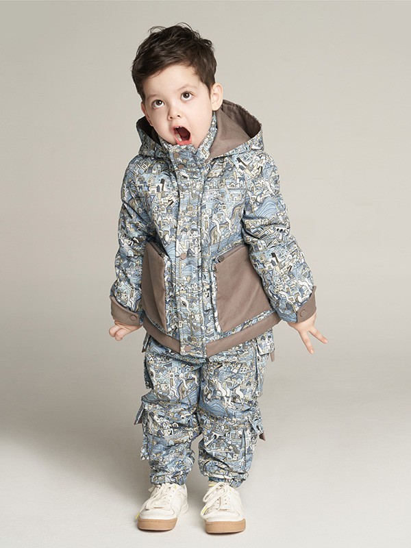 鄂尔多斯童装2020秋冬季蓝色印花外套