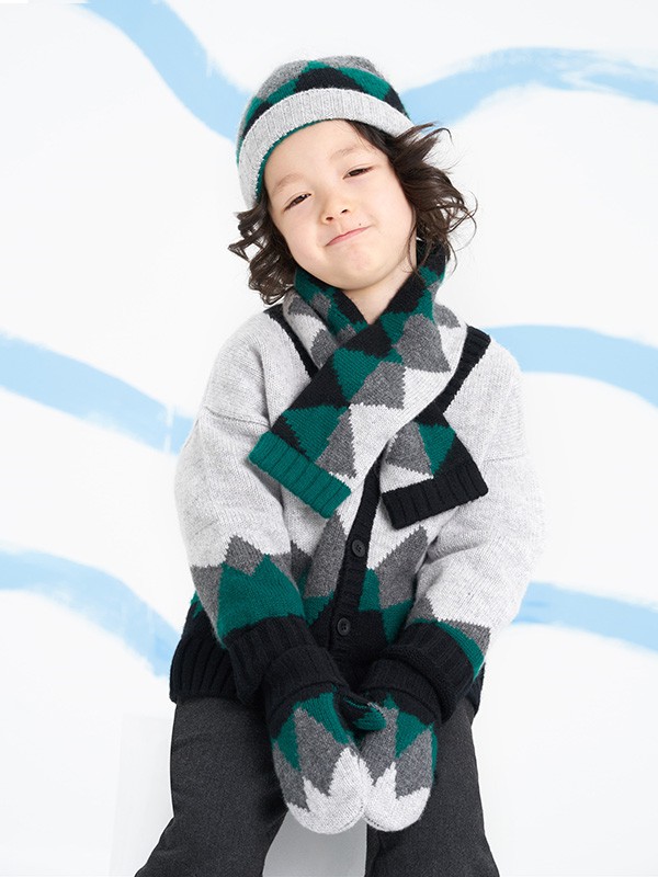 鄂尔多斯童装2020秋冬季灰色撞色针织衫