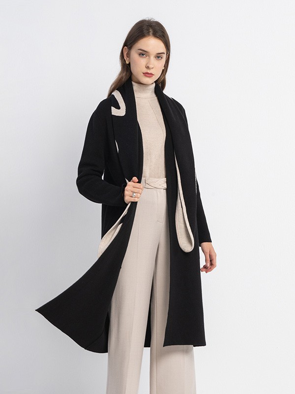 SCOFIELD2020秋冬季黑色长款外套