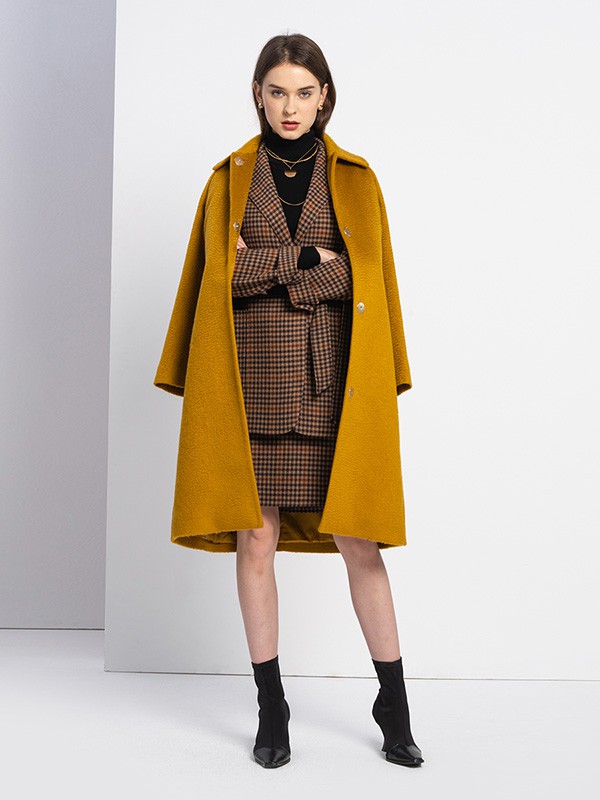 SCOFIELD2020秋冬季黄色宽松大衣