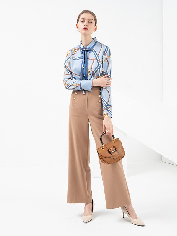 SCOFIELD2020秋冬季蓝色印花衬衫