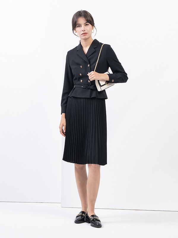 SCOFIELD2020秋冬季黑色收腰外套