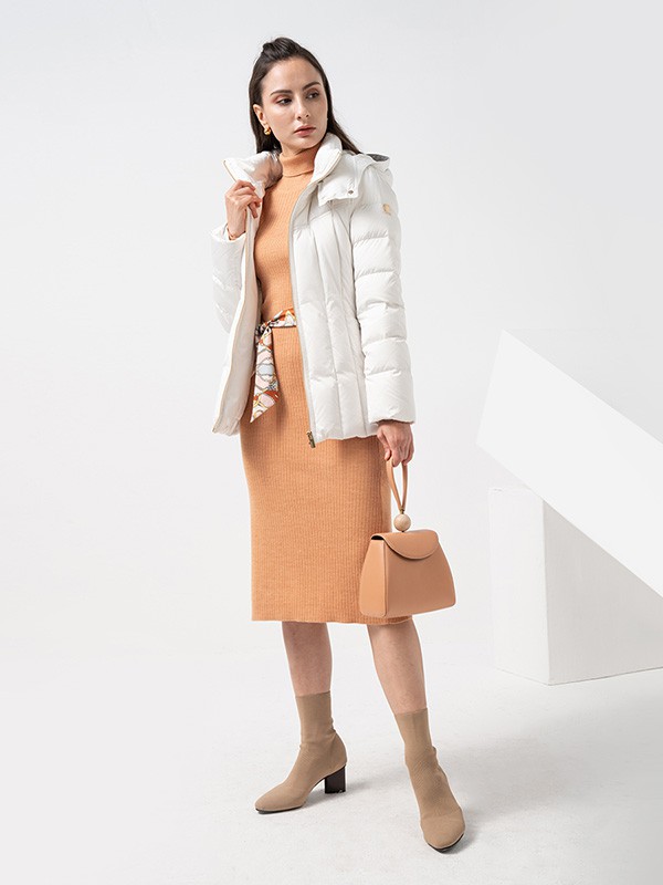 SCOFIELD2020秋冬季白色连帽羽绒服