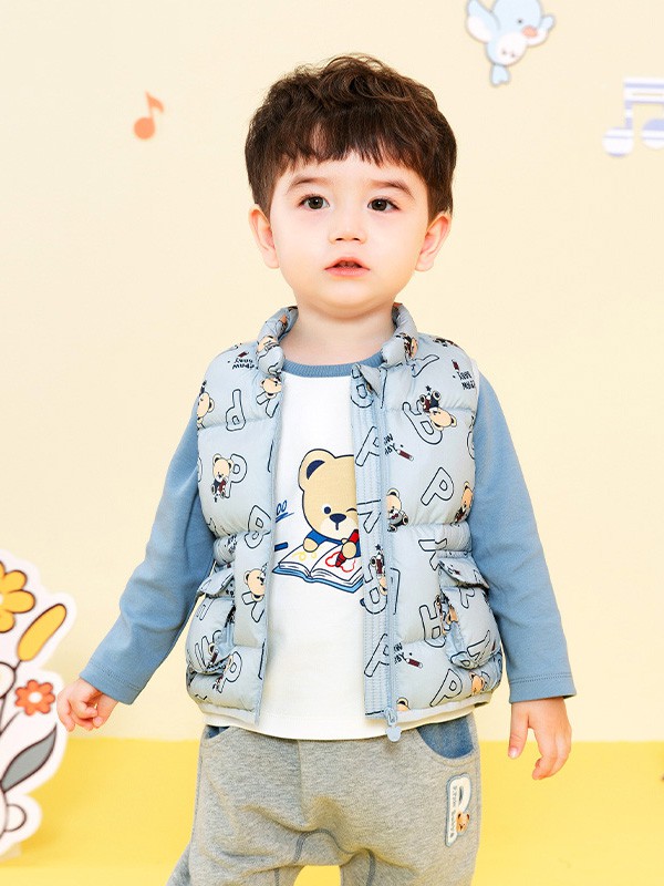 pawinpaw2020秋冬季蓝色印花马夹