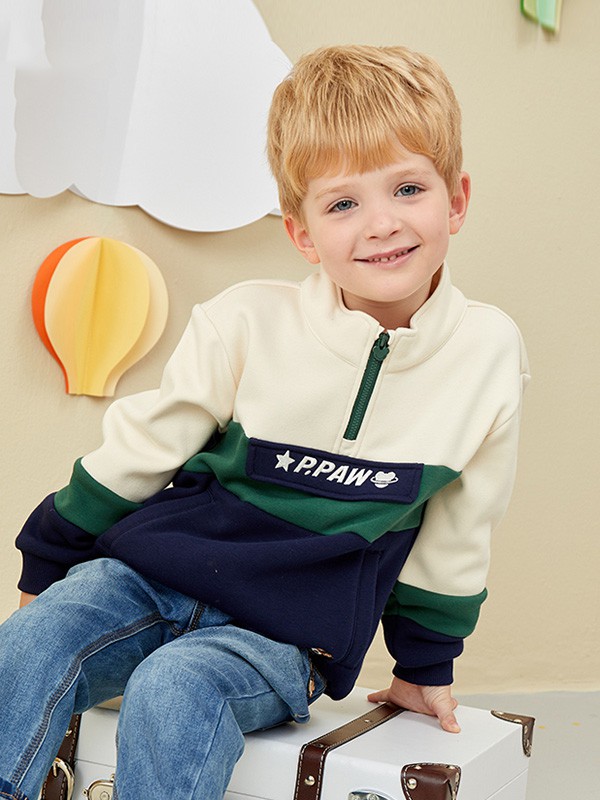 pawinpaw2020秋冬季拼色撞色上衣