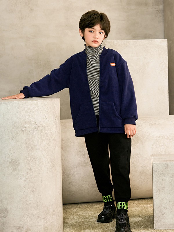 植木2020秋冬季藏蓝色宽松外套