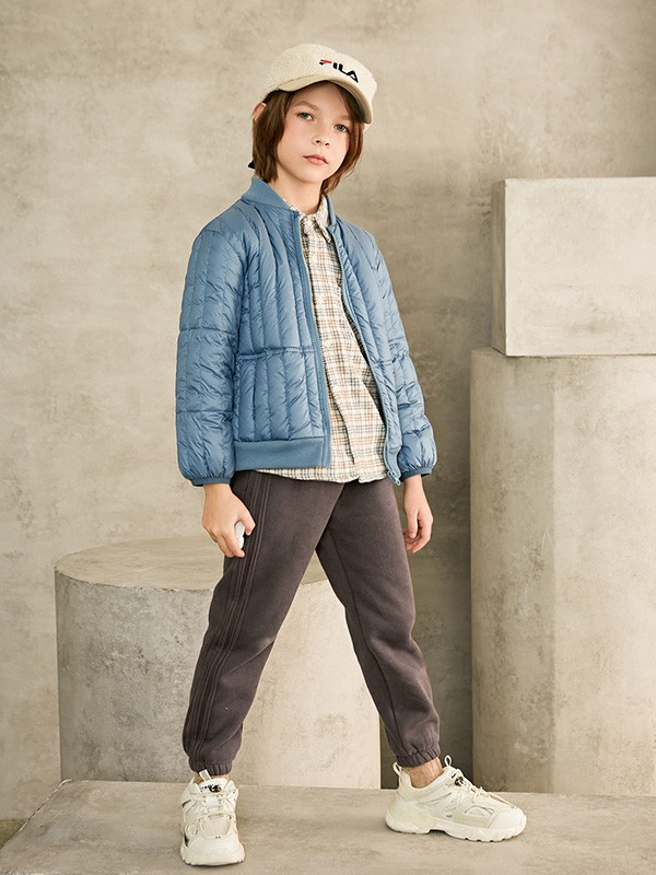 植木2020秋冬季蓝色纯色羽绒服