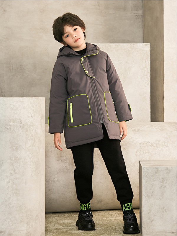 植木2020秋冬季灰色连帽棉服