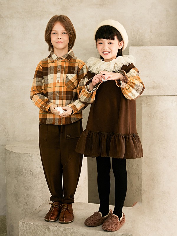 植木2020秋冬季黄色格子衬衫