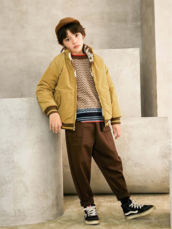 植木2020秋冬季黄色撞色外套