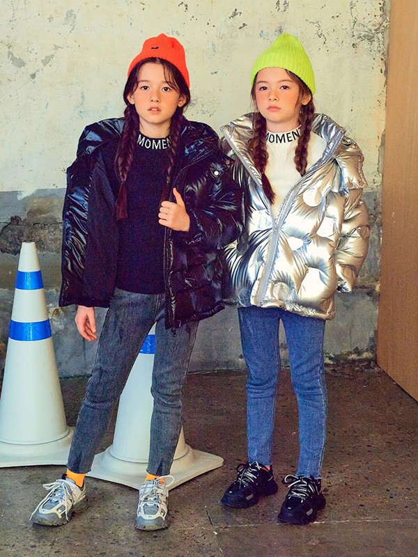 宝儿宝2020秋冬季银色连帽羽绒服