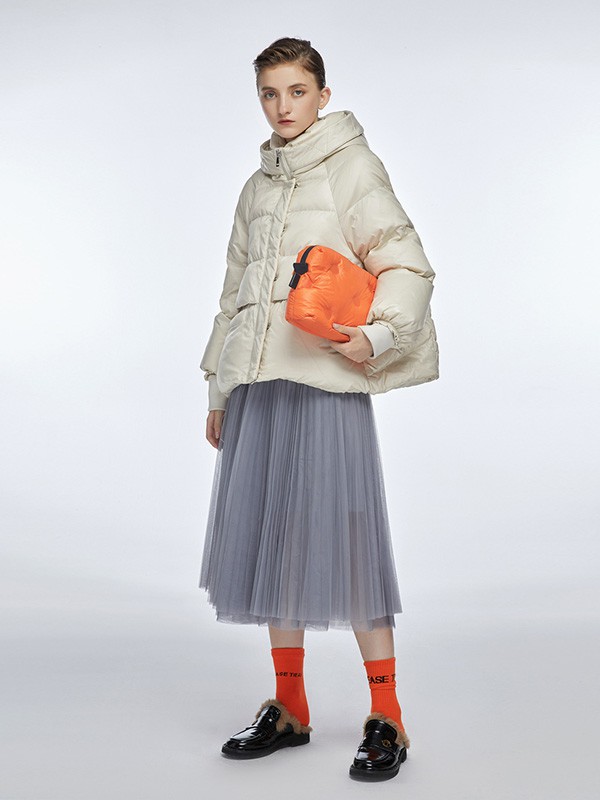 尤缇2020秋冬季灰色宽松羽绒服