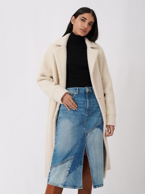 Maje2020秋冬季米色长款大衣