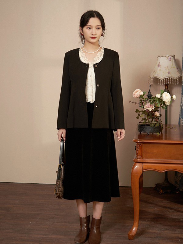 固执女装2020秋冬季墨绿色宽松外套