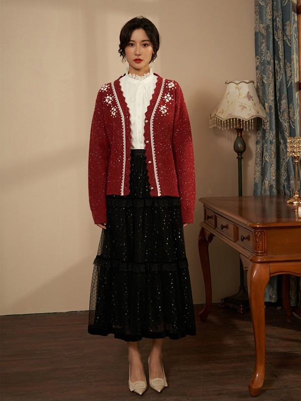 固执女装2020秋冬季红色撞色外套