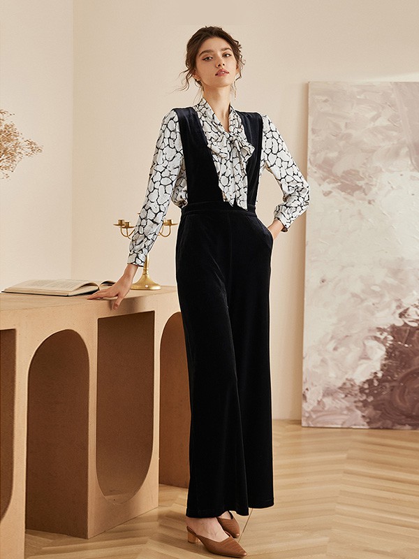 罗衣女装2020秋冬季白色印花衬衫