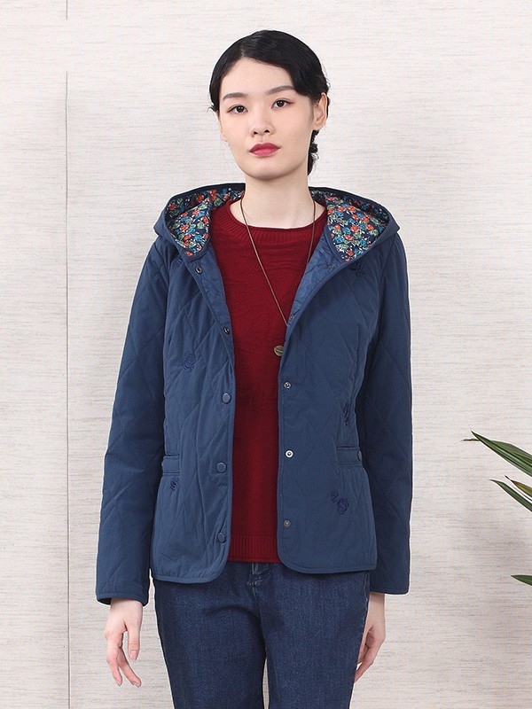 葵牌2020秋冬季蓝色连帽外套