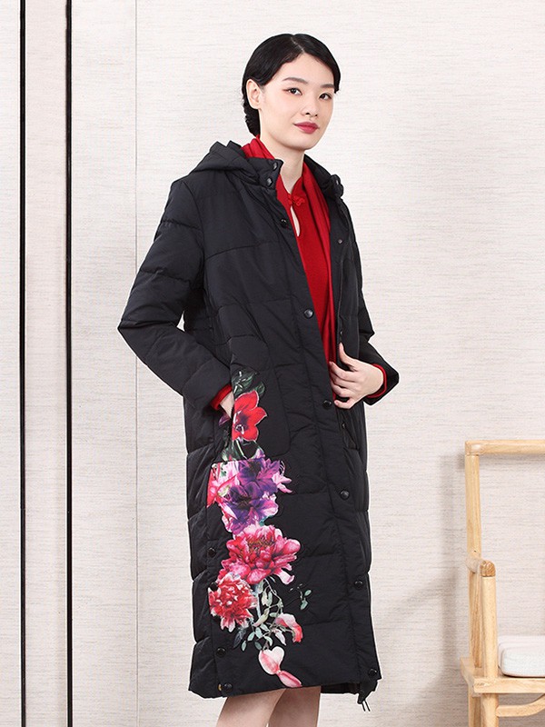 葵牌2020秋冬季黑色印花棉服