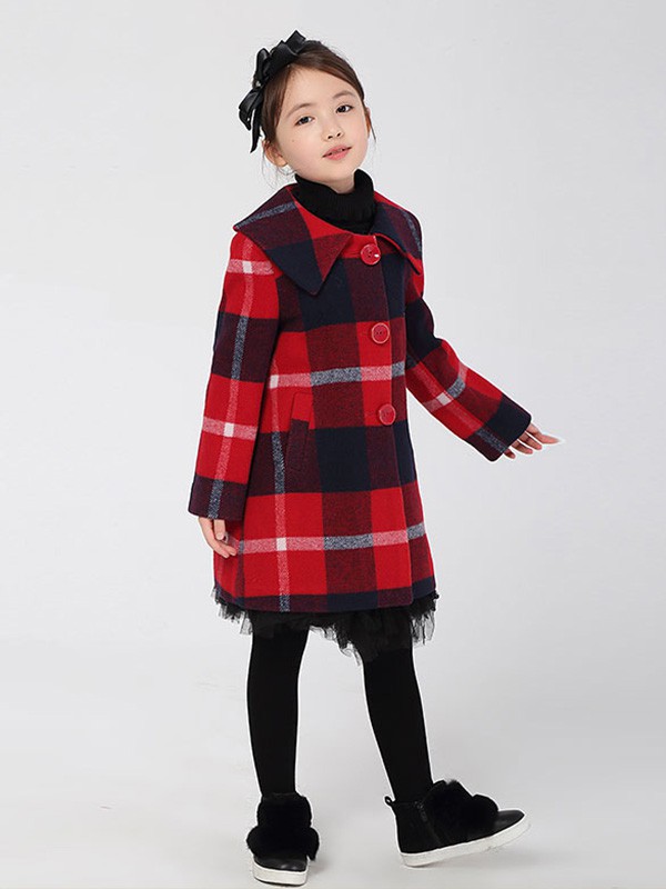 法纳贝儿 2020秋冬季红色格子大衣