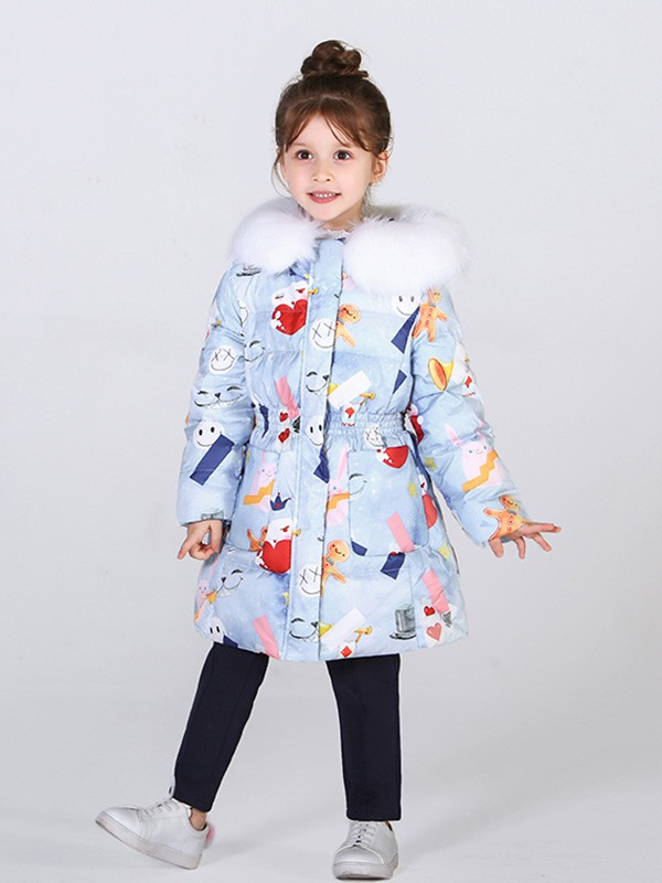 法纳贝儿 2020秋冬季蓝色带毛领羽绒服