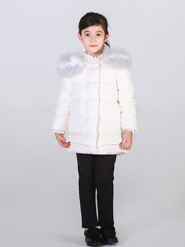 法纳贝儿 2020秋冬季白色带毛领羽绒服