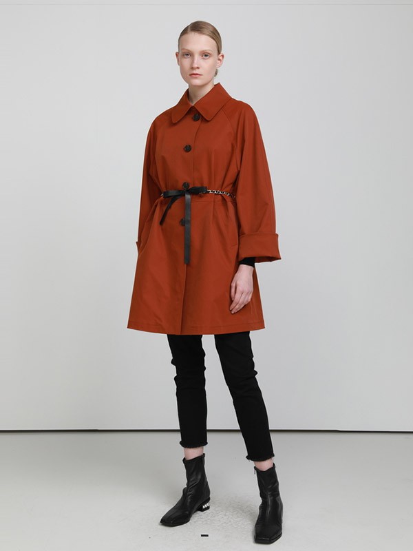 卡洛琳2020秋冬季驼色收腰外套