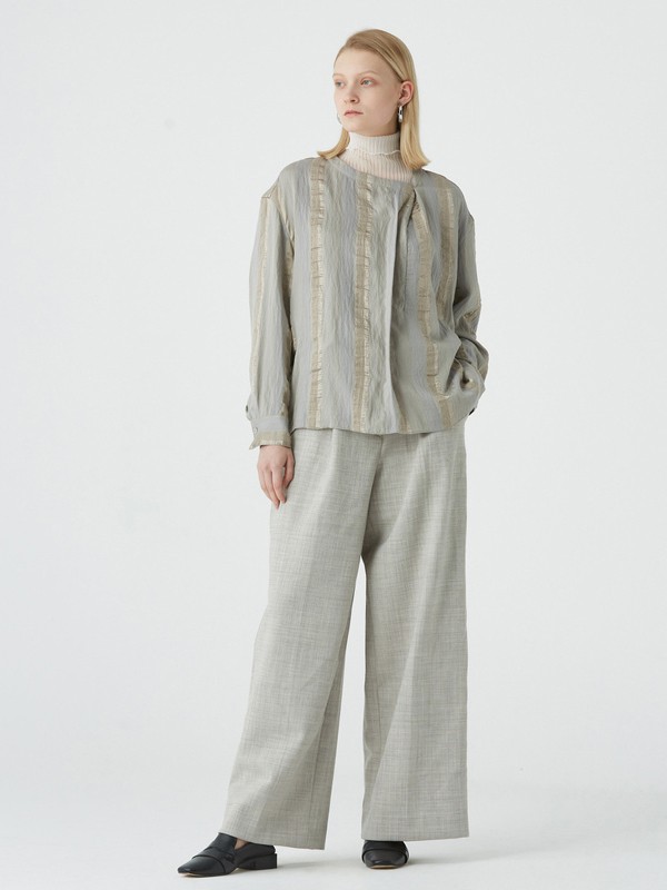 玛丝菲尔2020秋冬季灰色条纹外套