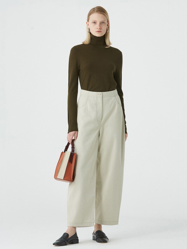 玛丝菲尔2020秋冬季绿色高领打底衫