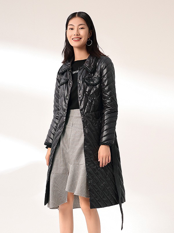 雾道女装2020秋冬季黑色长款羽绒服