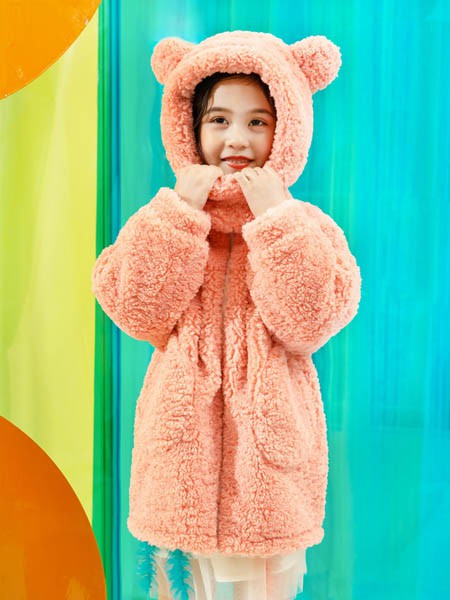 优仔优妹童装2020秋冬季粉色长款外套