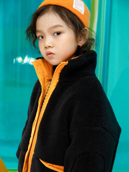 优仔优妹童装2020秋冬季黑色撞色外套