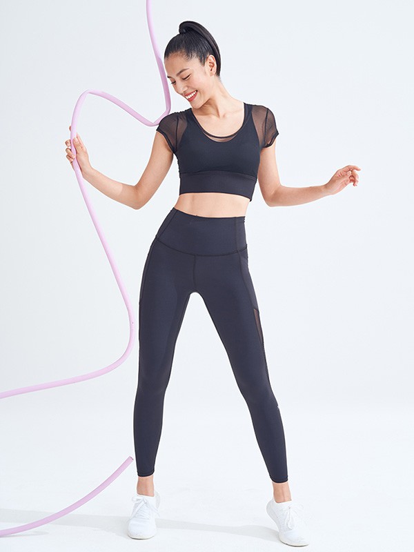 玛娅2020秋冬季黑色修身运动装