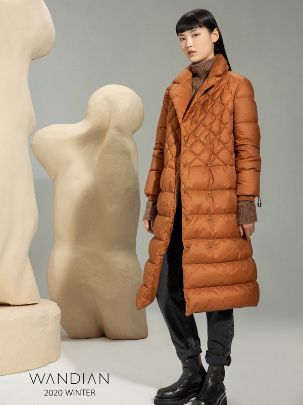 婉甸2020秋冬季棕色长款羽绒服