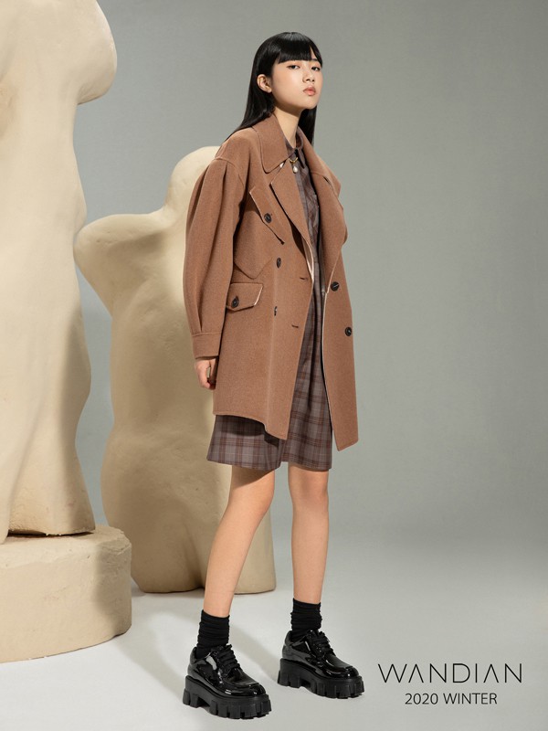 婉甸2020秋冬季棕色纯色外套
