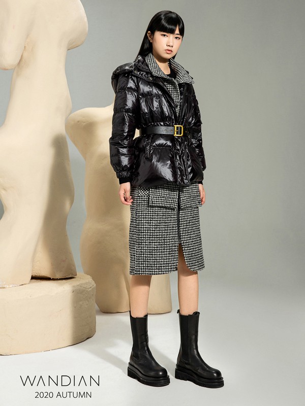 婉甸2020秋冬季灰色纯色羽绒服