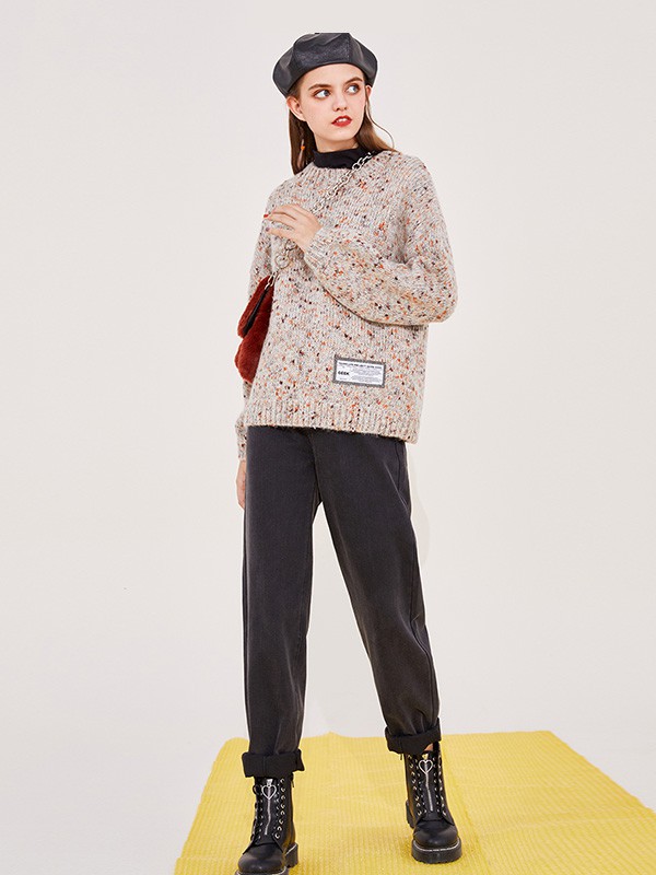 MaterialGirl2020秋冬季杏色宽松毛衣