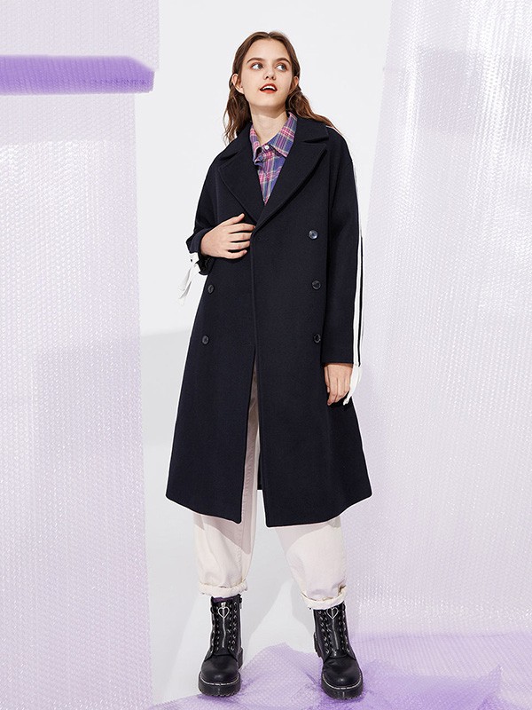 MaterialGirl2020秋冬季黑色长款大衣