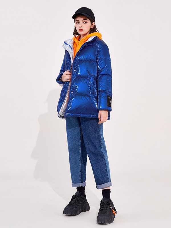 MaterialGirl2020秋冬季蓝色宽松羽绒服