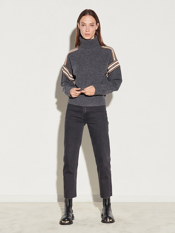 桑德罗2020秋冬季灰色高领毛衣