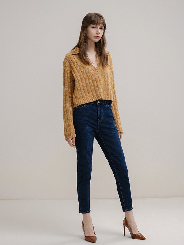 可可尼女装2020秋冬季卡其色宽松毛衣