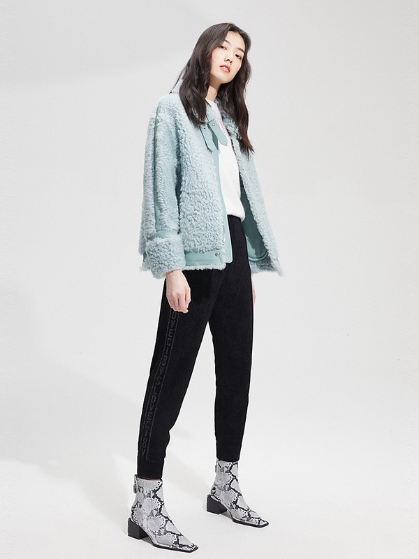 可可尼女装2020秋冬季蓝色宽松外套